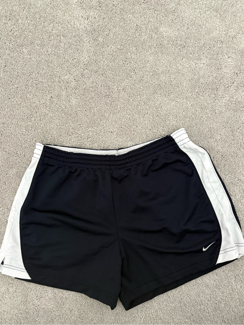 Nike Women’s Black Athletic Shorts with White Side Panels - Dri-FIT